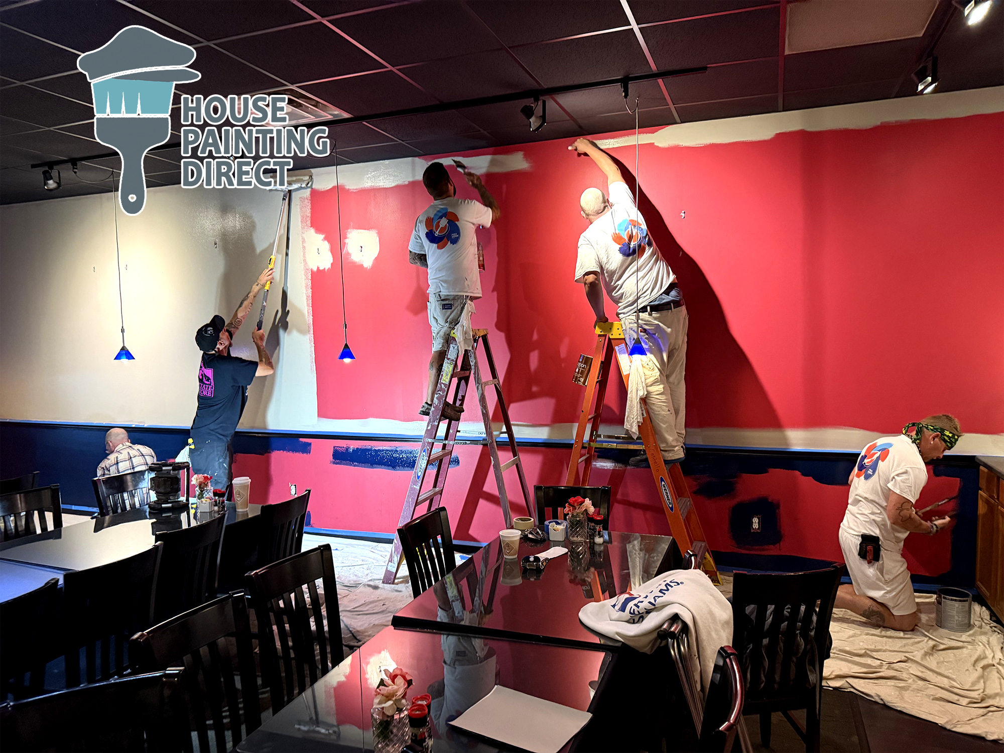 Commercial interior painting red walls
