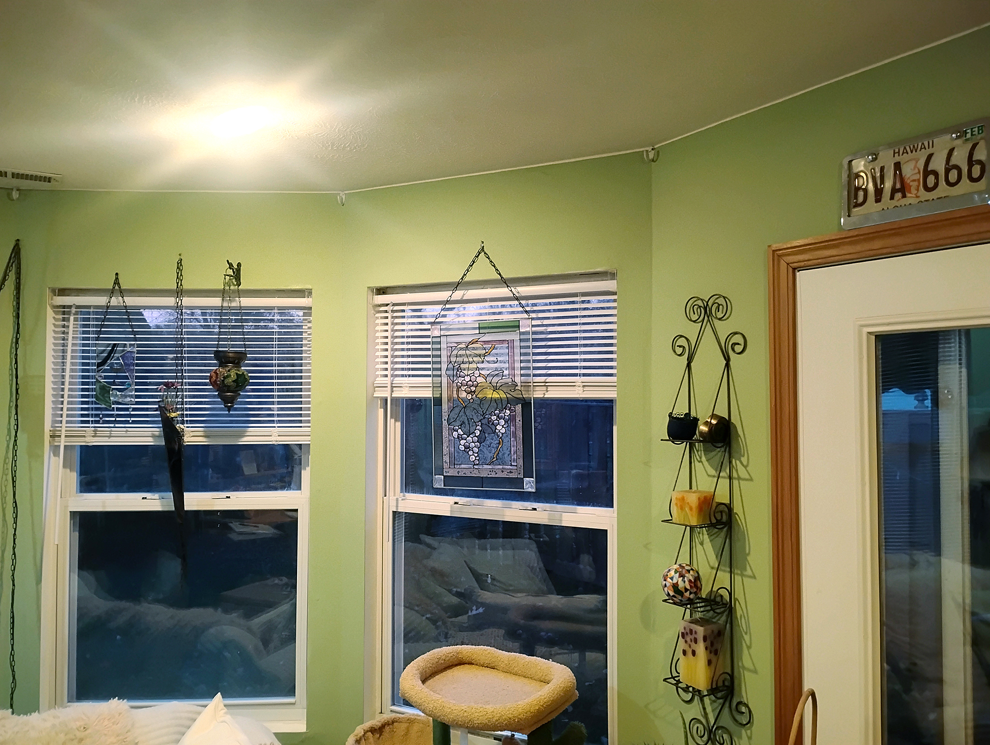 interior house painting bedroom painting with ceiling light and windows